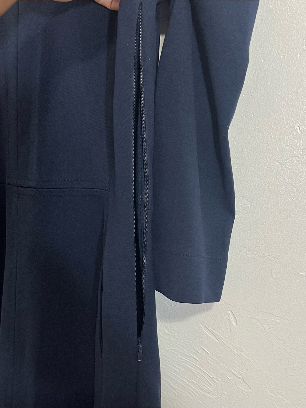 ME+EM Navy Tailored Split Neck Midi Dress 3/4 Sleeve Pocket Size 6 - Picture 11 of 14
